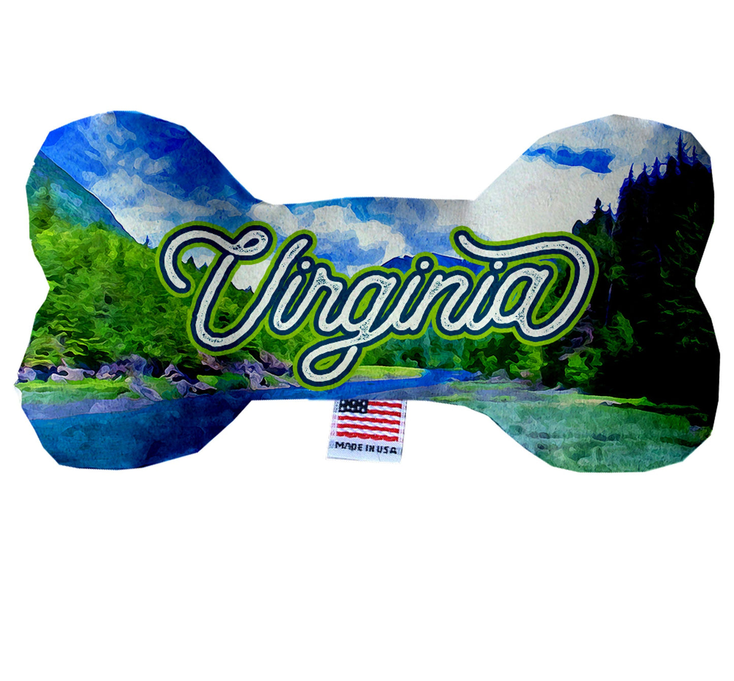 Pet & Dog Plush Bone Toys, "Virginia Mountains" (Set 1 of 2 Virginia State Toy Options, available in different pattern options!)