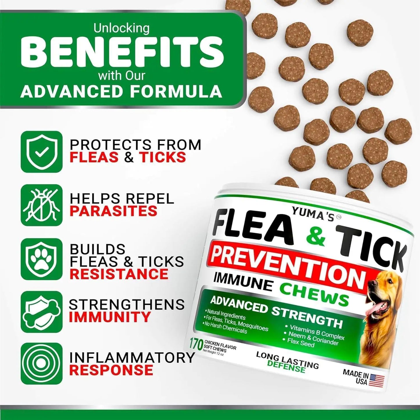 2 Pack Insects Prevention for Dogs Chewables Natural for All Breeds and Age