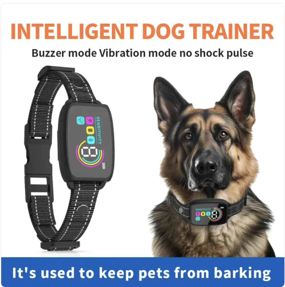 Smart Automatic Anti-Barking Dog Collar, Rechargeable, Waterproof, with HD Display