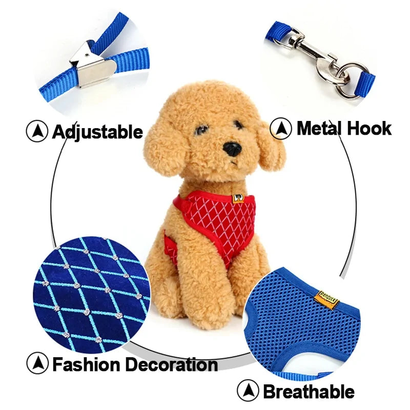 Rhinestone Pet Harness And Leash Set