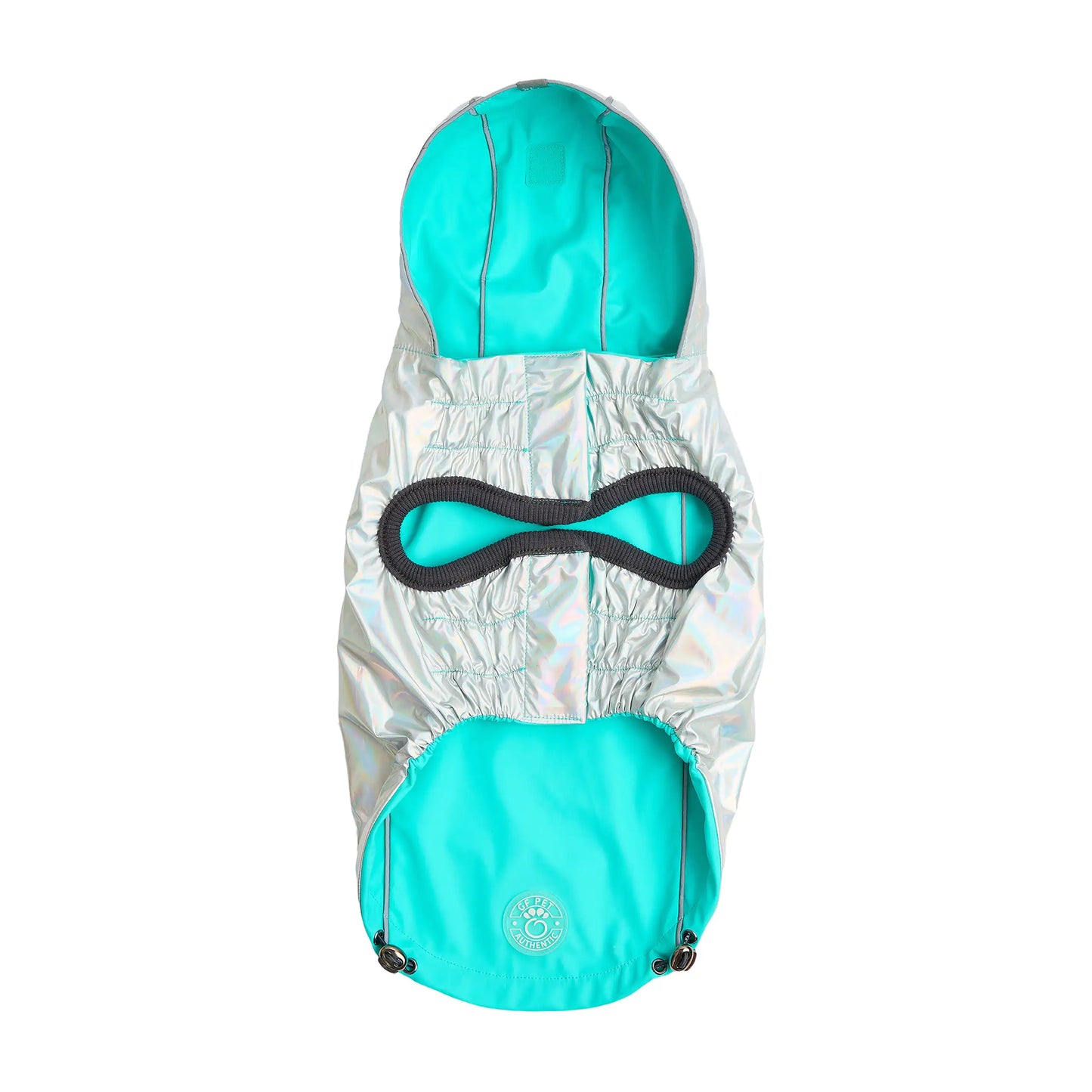 Reversible Raincoat - Neon Aqua with Iridescent