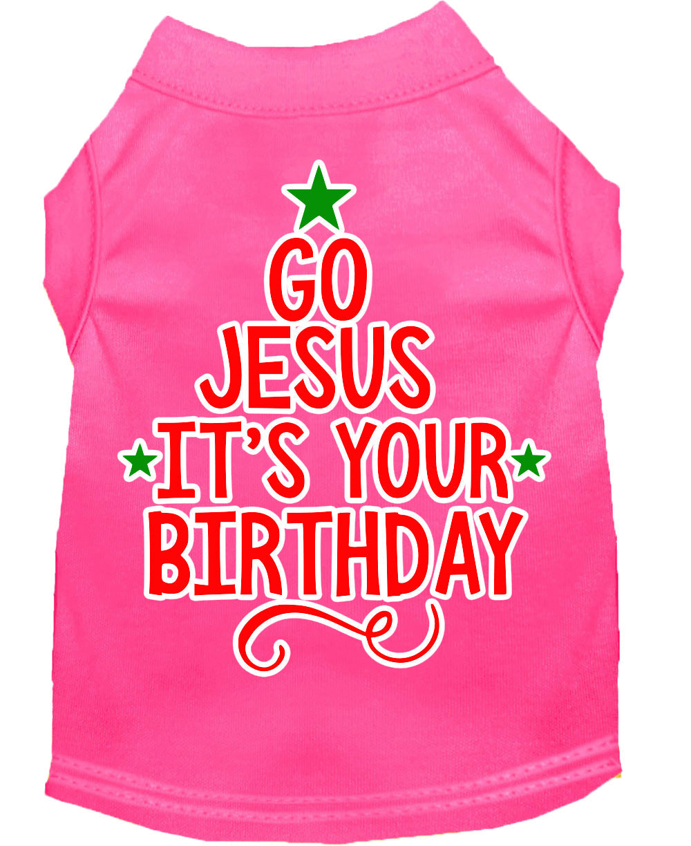 Christmas Pet Dog & Cat Shirt Screen Printed, "Go Jesus, It's Your Birthday"