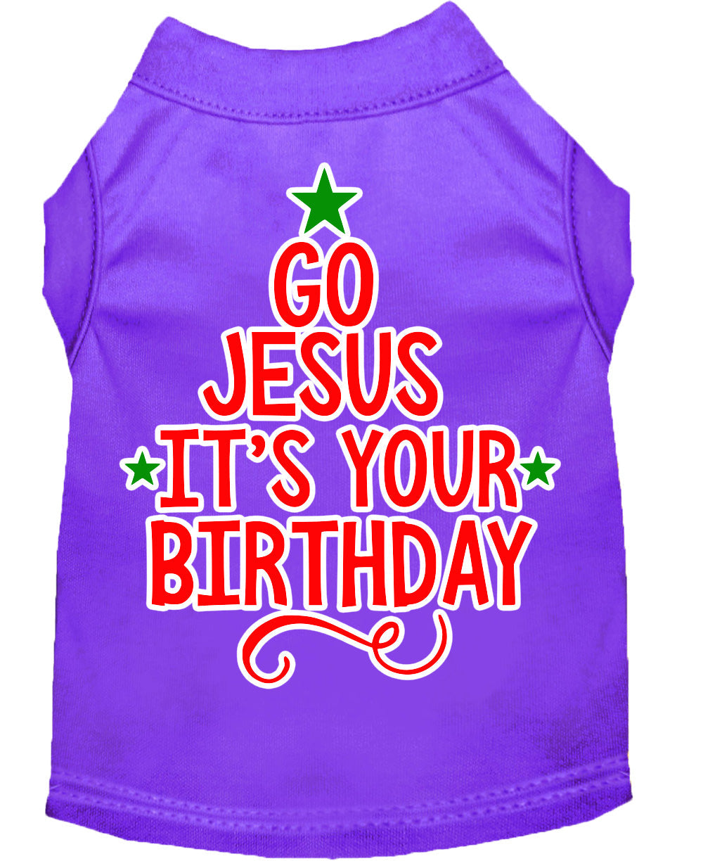 Christmas Pet Dog & Cat Shirt Screen Printed, "Go Jesus, It's Your Birthday"