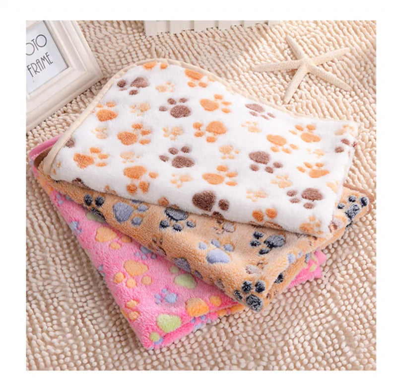 Floral Pet Sleep Warm Paw Print Bed