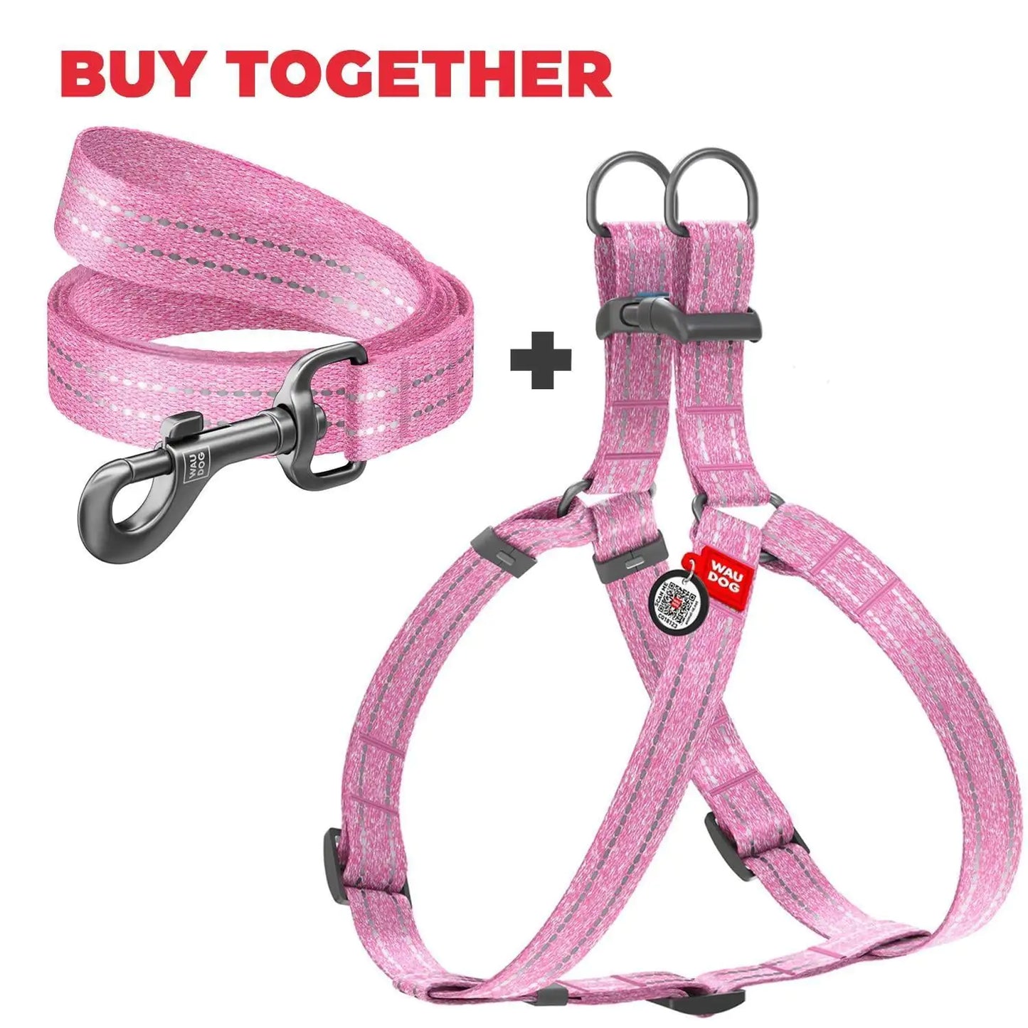 Pink Cotton Dog Harness Soft Eco Friendly Adjustable for Large Dogs L Size