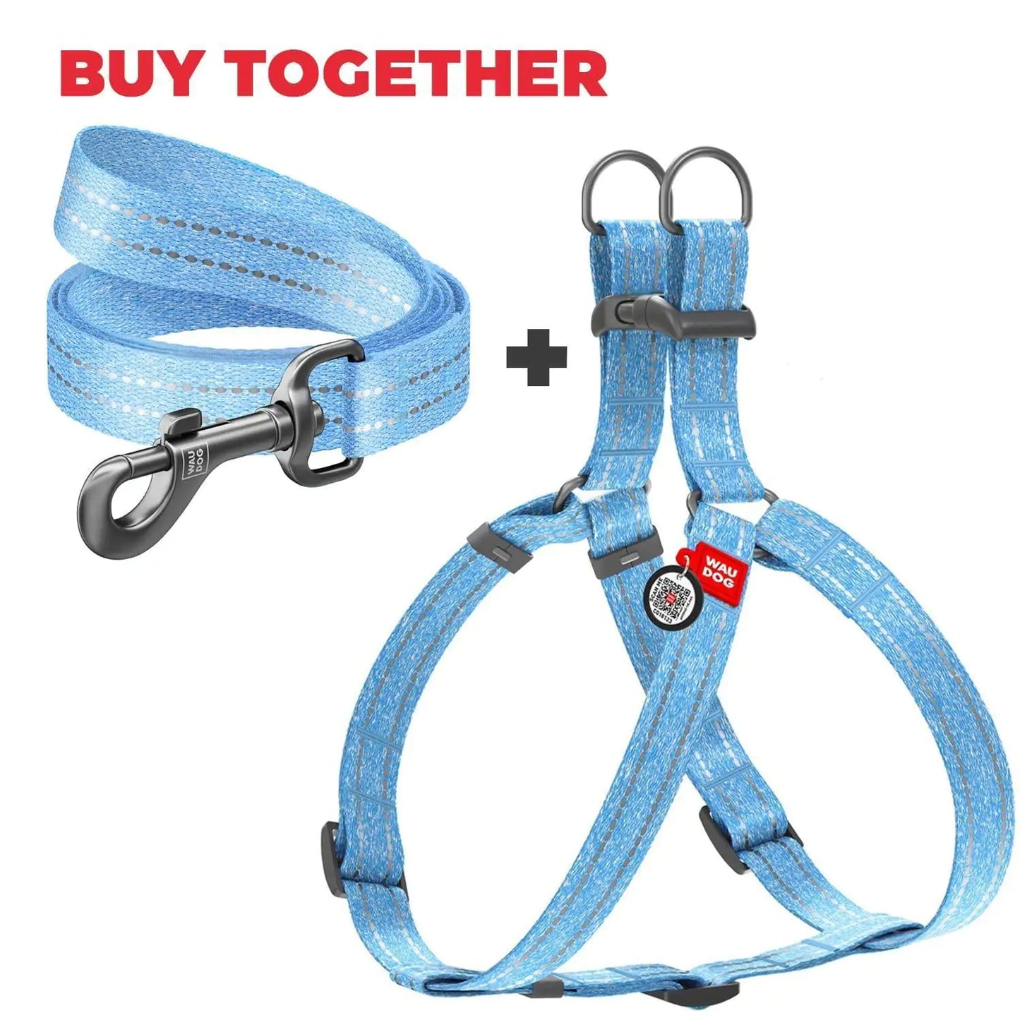 Blue Cotton Dog Harness Eco Friendly Adjustable for Medium Dogs M Size 2332 in