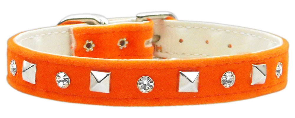 Dog, Puppy and Pet Collar, "Velvet Crystal & Pyramid"