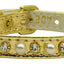 Dog, Puppy and Pet Collar, "3/8" Wide Pearl & Clear Crystals"