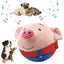 "Interactive Squeaky Moving Dog Ball Toy - Washable Plush Pig, Electronic Bounce & Sound"