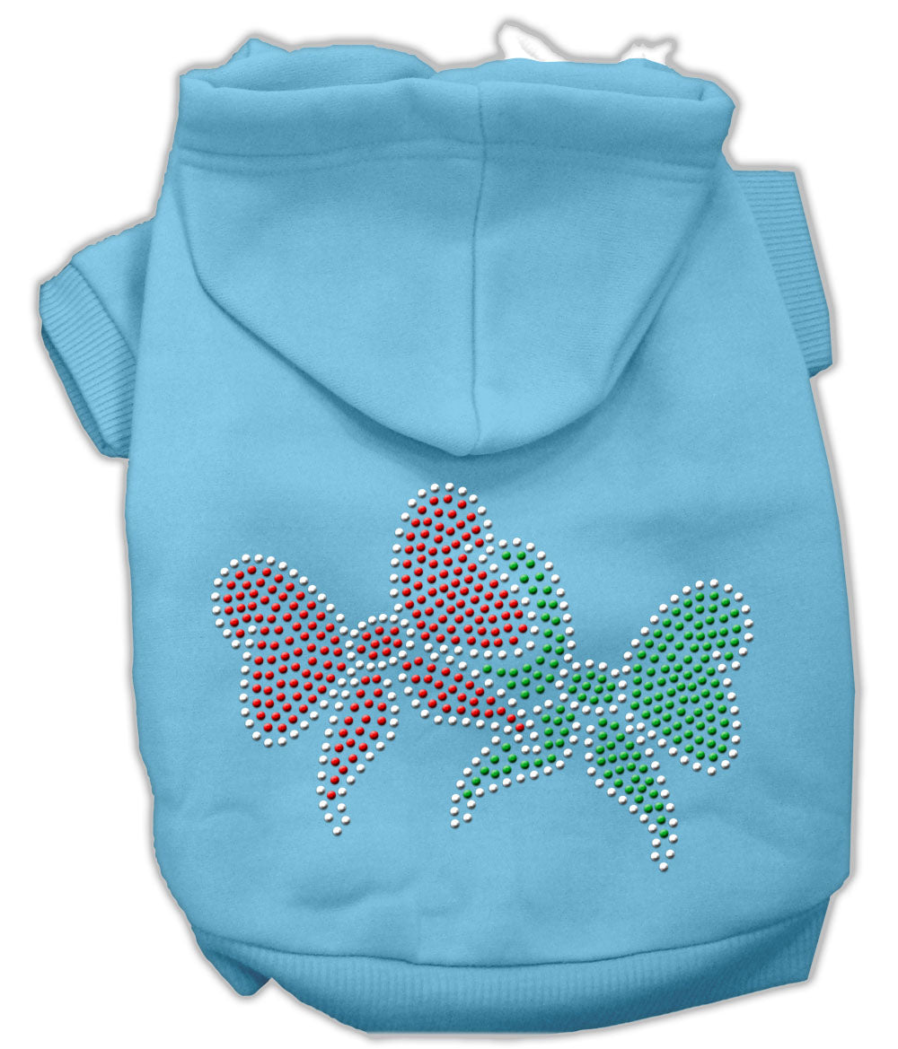 Christmas Pet Dog & Cat Hoodie Rhinestone, "Christmas Bows"