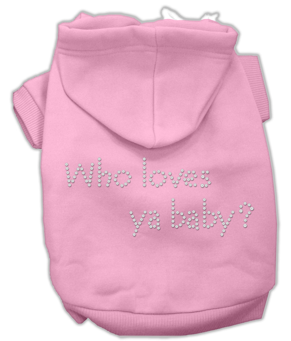 Pet, Dog & Cat Hoodie Rhinestone, "Who Loves Ya Baby?"