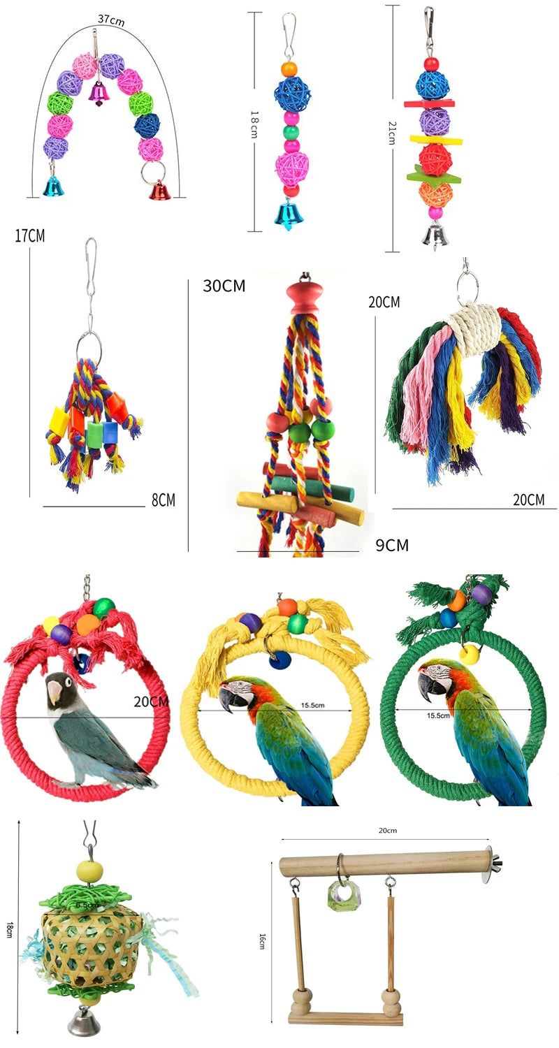 Parrot Chew Toy Cotton Rope Birds Toy Bite Bridge Bird Tearing Toys Cockatiels Training Hang Swings Birds Cage Supplies