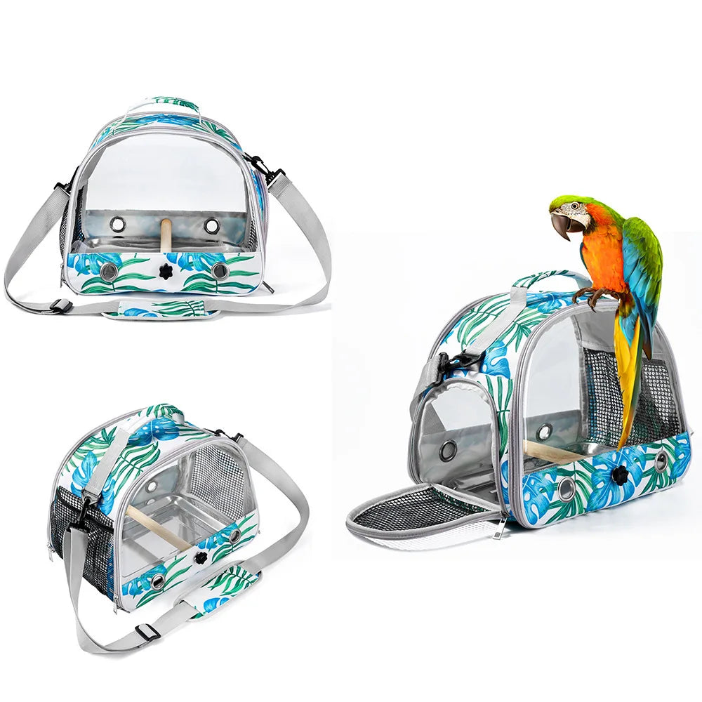 Portable Clear Bird Parrot Transport Cage Breathable Bird Carrier Travel Bag  Rabbit Mole Hamster Hedgehog Small Pet Outdoor Bag