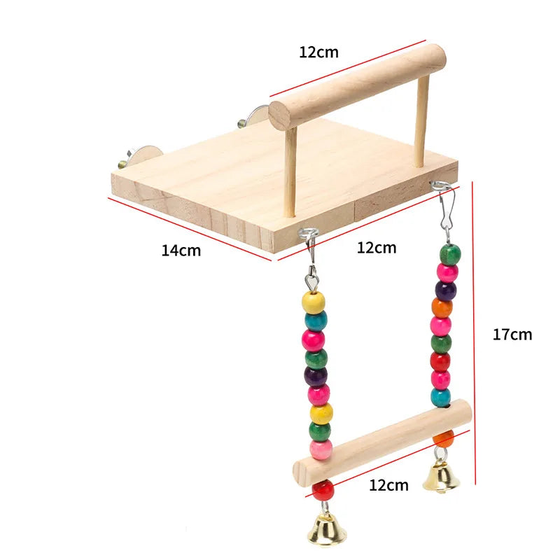 8PCS Set Combination Parrot Bird Toys Wood Articles Bite Pet Bird Toys For Parrot Training Bird Toy Swing Ball Bell Standing