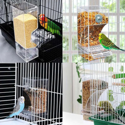 New Automatic Bird Feeder Neat Parrot Pigeon Transparent Feeder Large Capacity Hanging Anti-sprinkler Feeder Bird Box Container