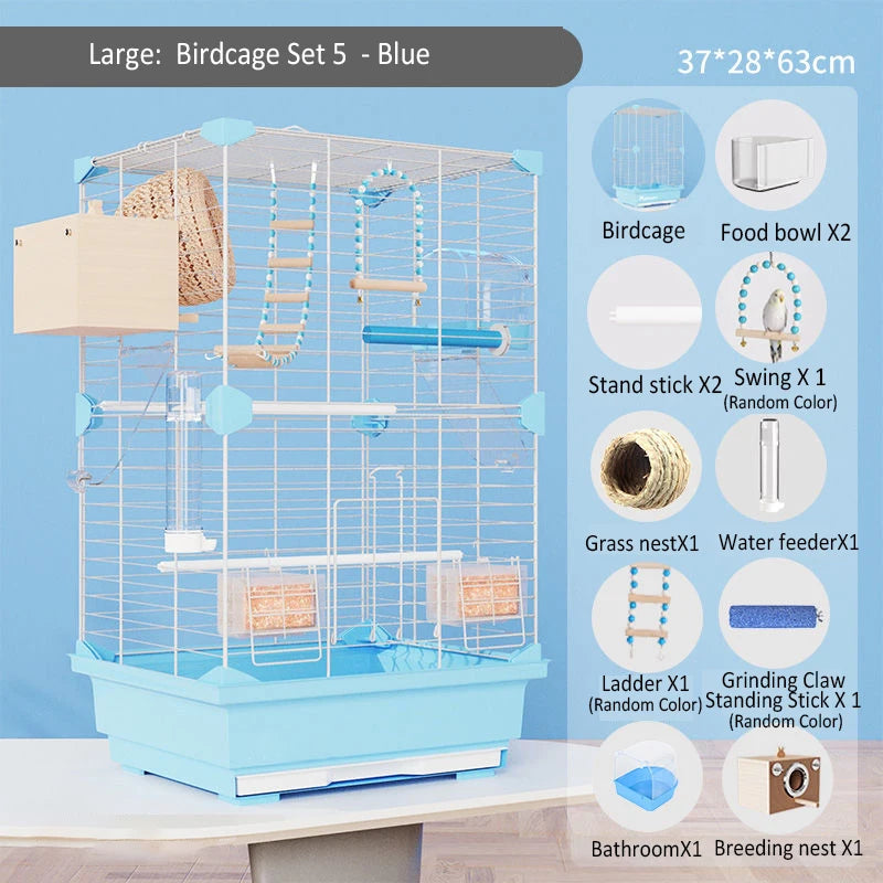 Large Birdcage Standing Ornamental BirdCage Easy To Clean Large Space House Breeding Bird Flight Cage Home Crate Parrot Nest