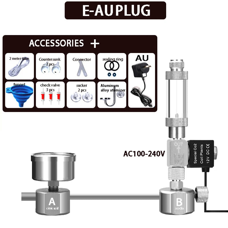 ZRDR Aquarium DIY CO2 generator system kit CO2 generator, bubble counter diffuser with solenoid valve,For / Aquatic plant growth