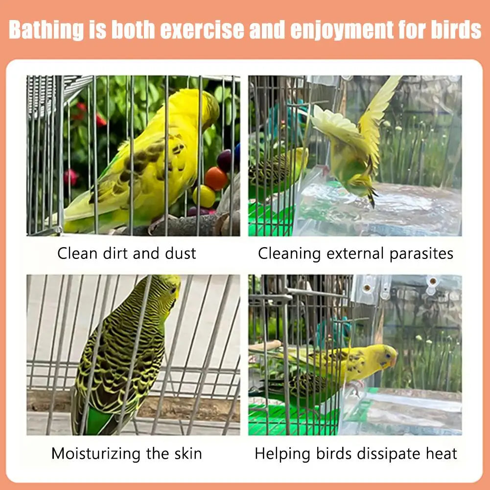 Clear Hanging Bird Bath for Cage Parakeet Bird Cage Accessories Parrots Bathtub Bath Shower Cage for Canary Budgerigar Cockatiel