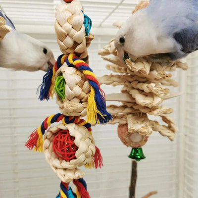 Parrot Toy Useful Recreational Pet Bird Toy Corn Rind Rattan Ball Bird Chew Toy for Parakeet