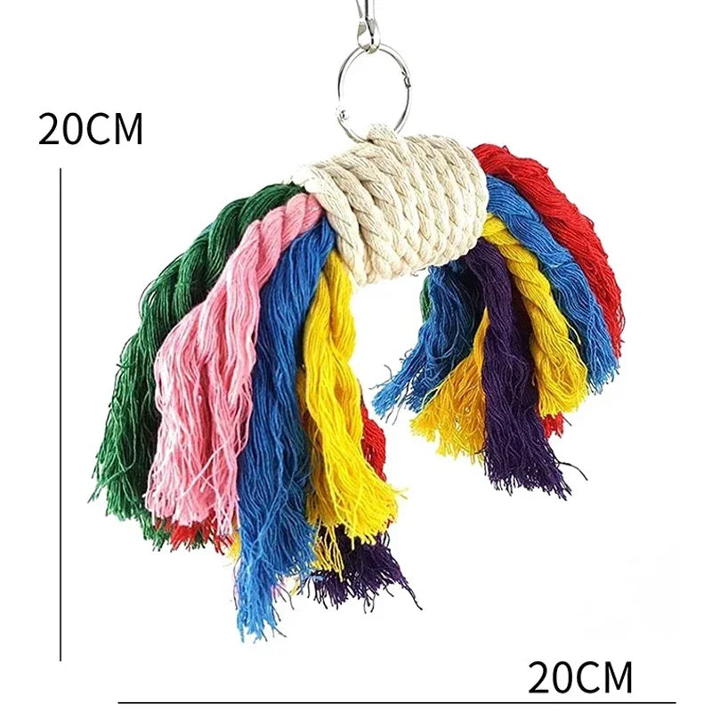 Pet Bird Chewing Toy Cotton Rope Parrot Toy Bite Bridge Bird Tearing Toys Cockatiels Training Hang Swings Birds Cage Supplies