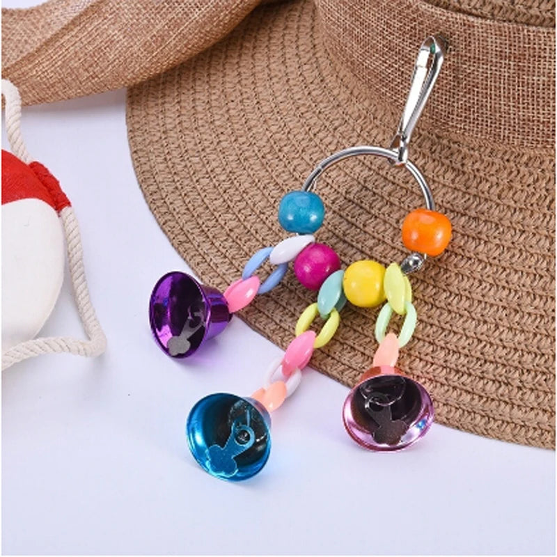 Parrot Toys Bird Hanging Toy With Colorful Beads Belly Chain Pet Bird Parrot Chew Bite Bird Cage Accessories Bird Hanging Toy