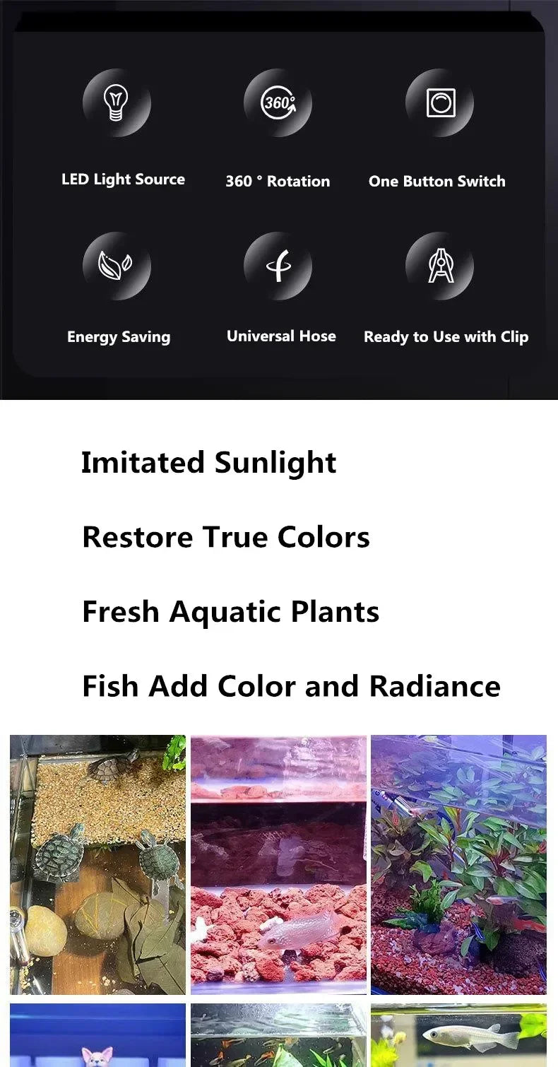 USB Aquarium Light 3W 5V LED Waterproof Fish Tank Lighting Underwater Fish Lamp Aquariums Decor Plant Lamp Mini Fish Tank Light