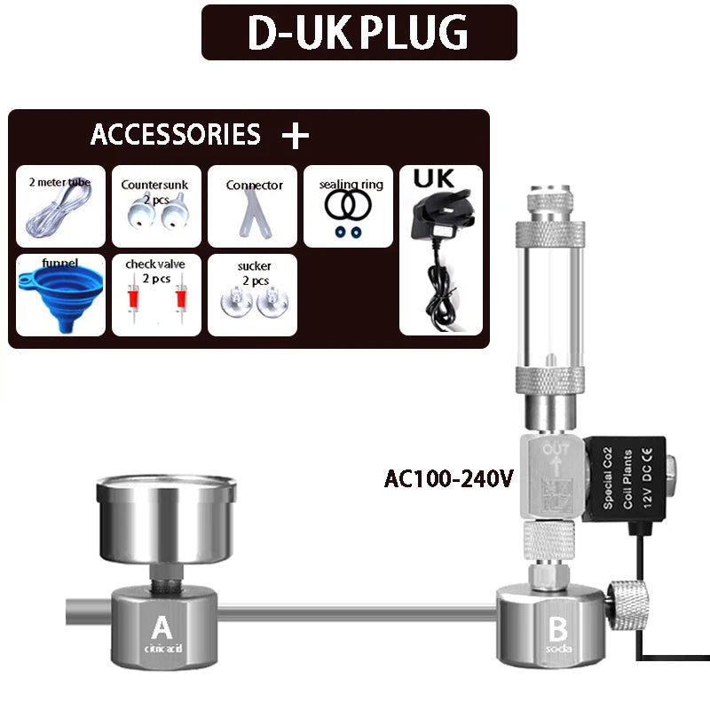ZRDR Aquarium DIY CO2 generator system kit CO2 generator, bubble counter diffuser with solenoid valve,For / Aquatic plant growth