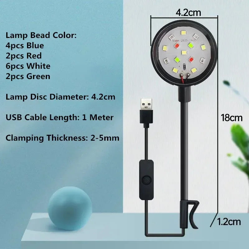 USB Aquarium Light 3W 5V LED Waterproof Fish Tank Lighting Underwater Fish Lamp Aquariums Decor Plant Lamp Mini Fish Tank Light