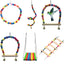 Bird Cage Toys for Parrots Wooden Colorful Swing Ladder Birds Reliable Chewable Bite Bridge Wooden Beads Shape Parrot Toy