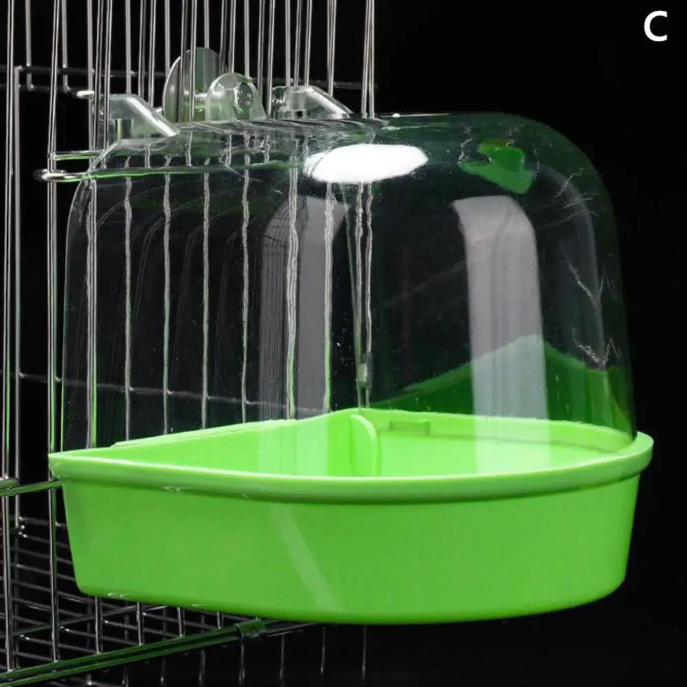 Clear Hanging Bird Bath for Cage Parakeet Bird Cage Accessories Parrots Bathtub Bath Shower Cage for Canary Budgerigar Cockatiel