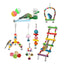 Bird Swing Chewing Toy Set Parrot Chew Toys Bird Toys Drinking Fountain Soft Bridge Wooden Bell With Hammock Climbing Ladders