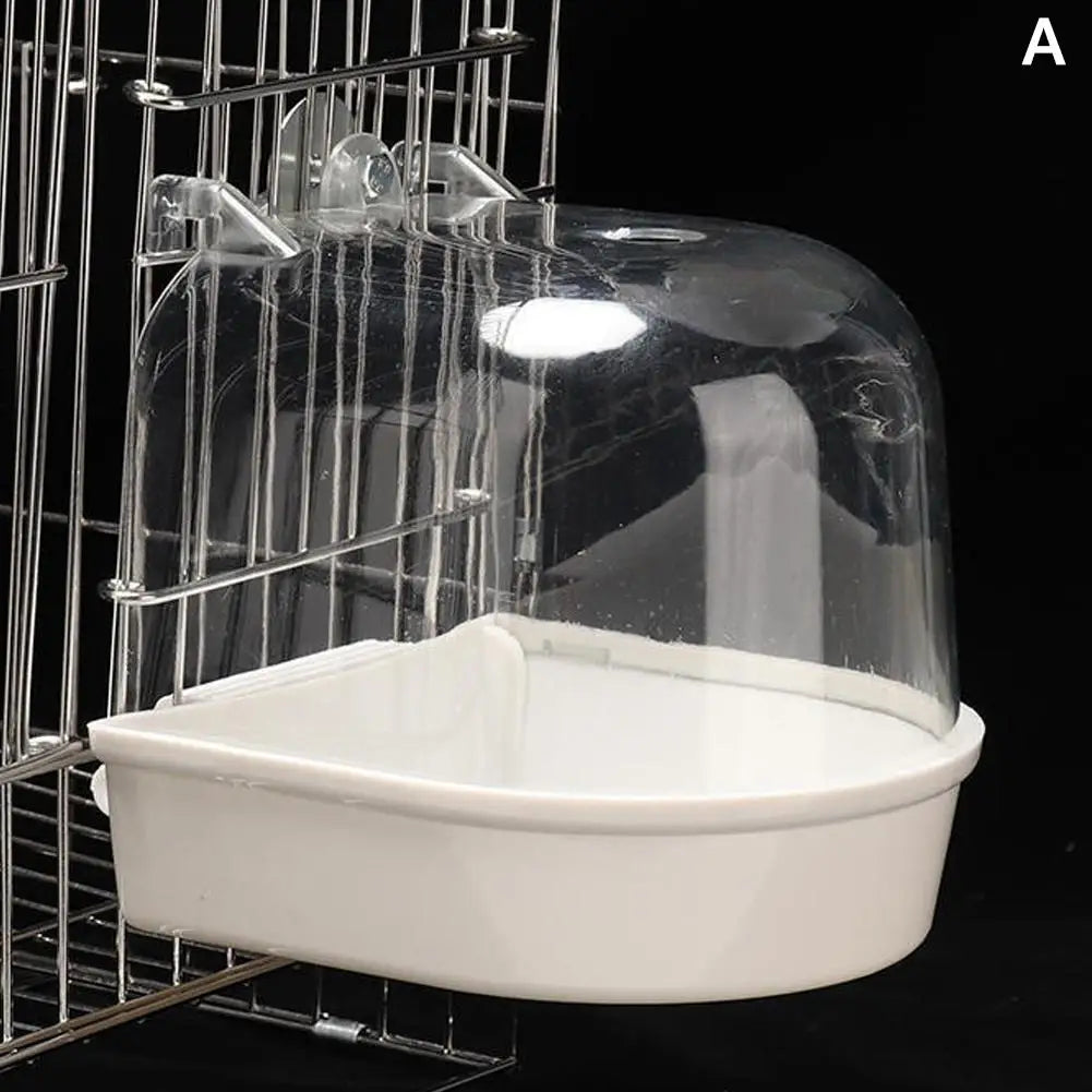 Clear Hanging Bird Bath for Cage Parakeet Bird Cage Accessories Parrots Bathtub Bath Shower Cage for Canary Budgerigar Cockatiel