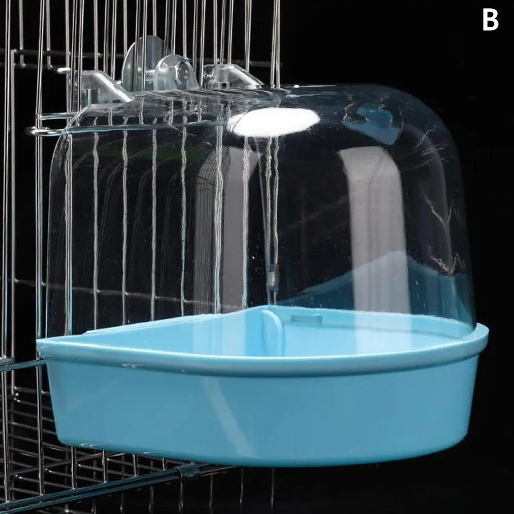 Clear Hanging Bird Bath for Cage Parakeet Bird Cage Accessories Parrots Bathtub Bath Shower Cage for Canary Budgerigar Cockatiel