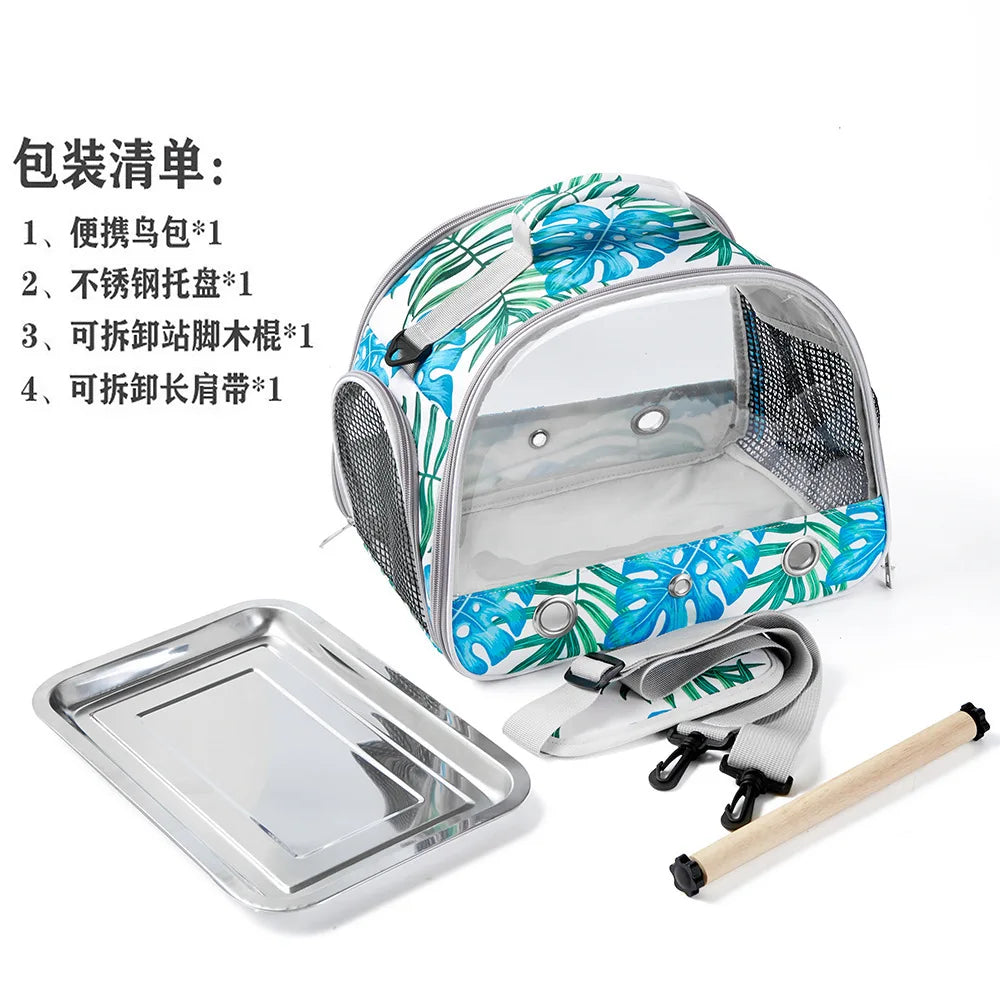 Portable Clear Bird Parrot Transport Cage Breathable Bird Carrier Travel Bag  Rabbit Mole Hamster Hedgehog Small Pet Outdoor Bag