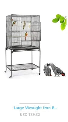 Small Metal Pet Bird Cage Bird Carrier Travel Cage with Standing Stick Swing Feeder Easy Clean 3-Tier Spacious Portable Cage Kit