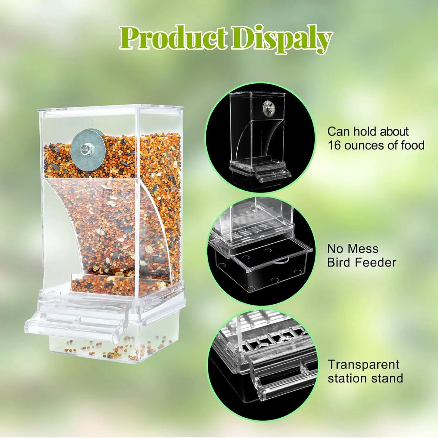 Automatic water dispenser for birds parrot feeding cage transparent parakeet seed container food feeding cage water dispenser