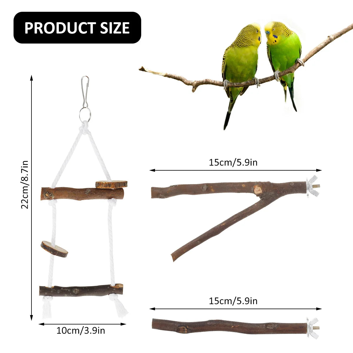 Bird Perch Paw Grinding Fork Natural Wood Bird Stand for Parakeets Chewing Exercise Branches Bird Cage Accessories for Cockatiel