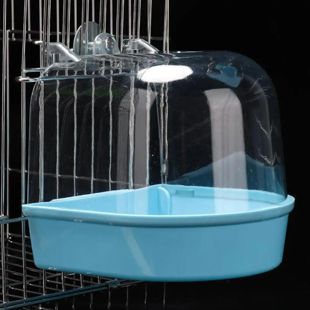 Clear Hanging Bird Bath for Cage Parakeet Bird Cage Accessories Parrots Bathtub Bath Shower Cage for Canary Budgerigar Cockatiel