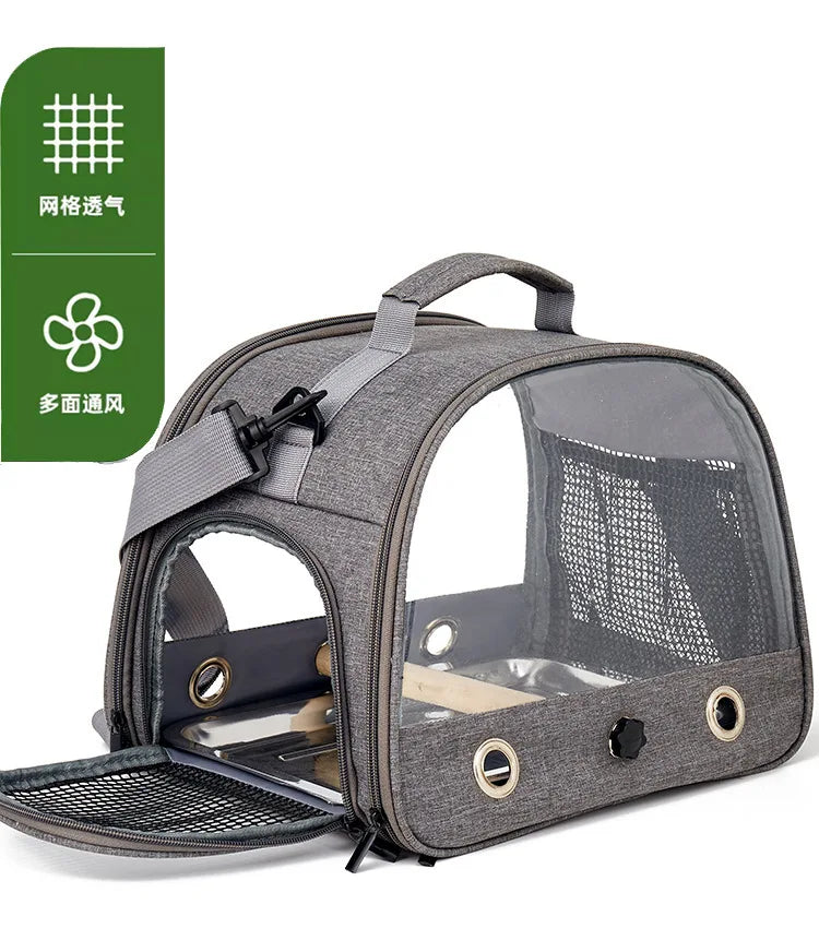 Portable Clear Bird Parrot Transport Cage Breathable Bird Carrier Travel Bag  Rabbit Mole Hamster Hedgehog Small Pet Outdoor Bag