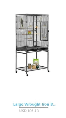 Small Metal Pet Bird Cage Bird Carrier Travel Cage with Standing Stick Swing Feeder Easy Clean 3-Tier Spacious Portable Cage Kit