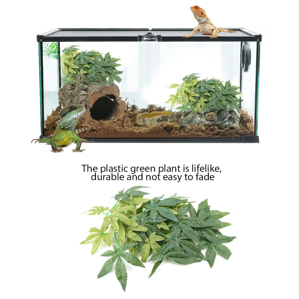 Artificial Plant Fish  Decorations Green Artificial Plant Fake Leaves Aquarium Fish  Reptile Terrarium Ornaments Decor