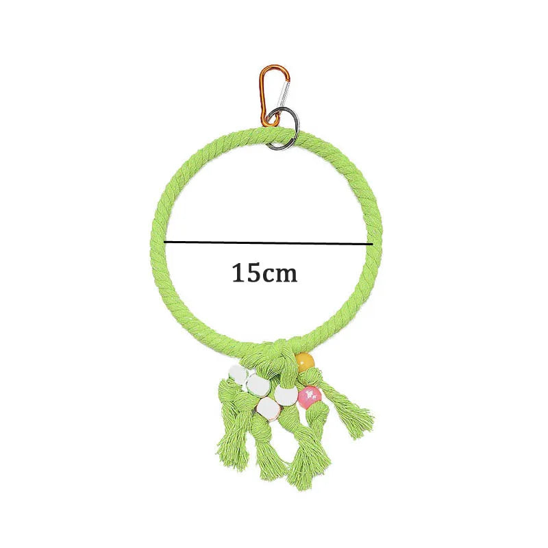 Wooden Bird Toys Small Parrot Chewing Training Toys Cotton Rope Swing Hanging Ring Bell Bird Cage Climbing Ladders Pet Supplies