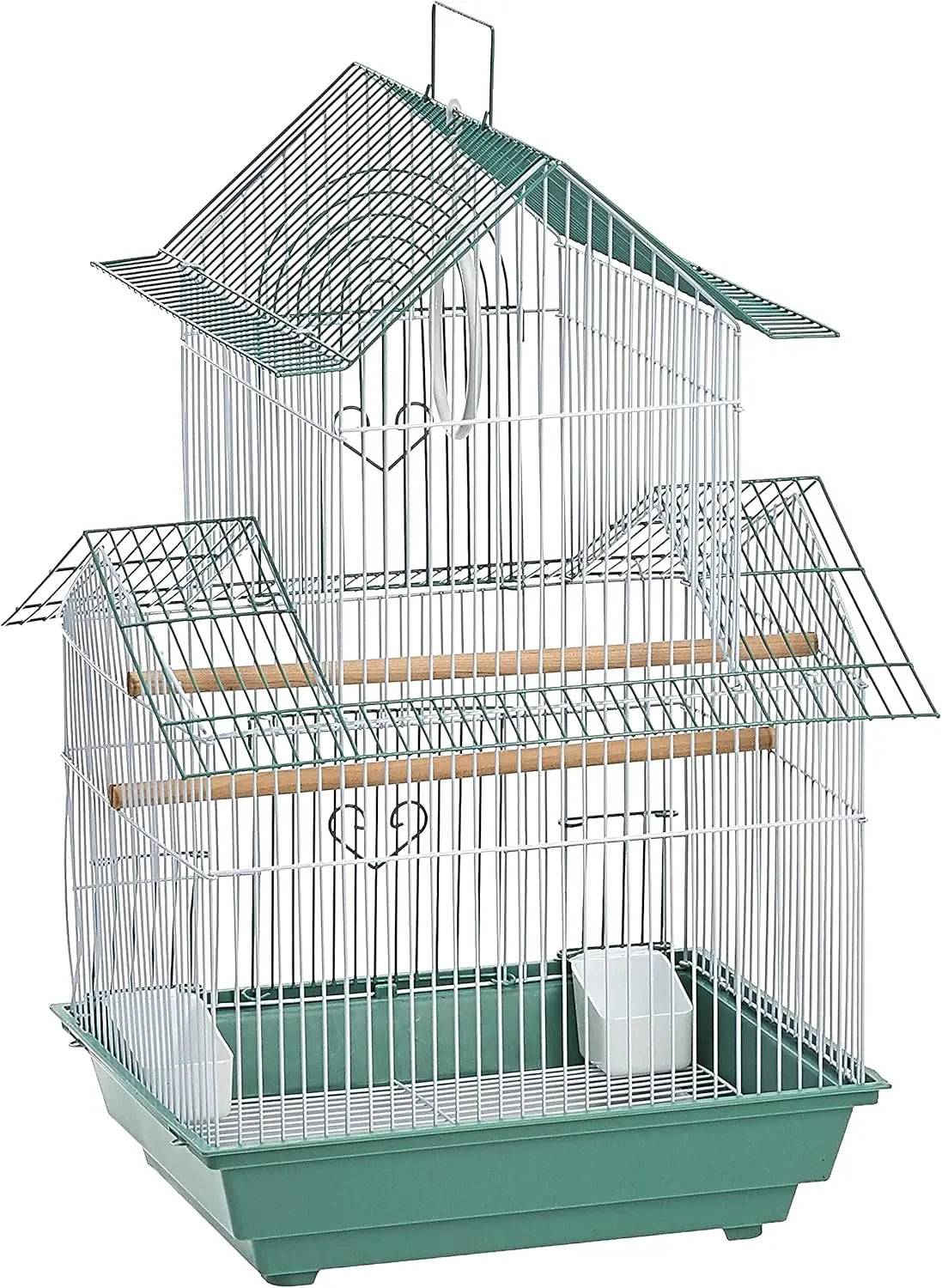 Peak Style Parakeet Bird Cage 13.5x11x22 Inch Swing Perches Cups Tray Toy