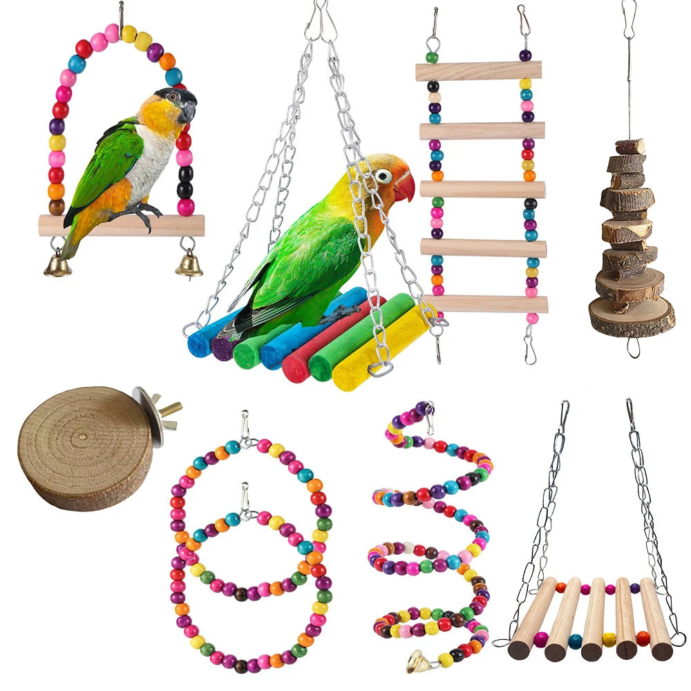 1pc Parrot Toy Bird Toy Color Swing Ladder Climbing Ladder Standing Pole Bird Cage Accessories Pet Bird Supplies Accessories