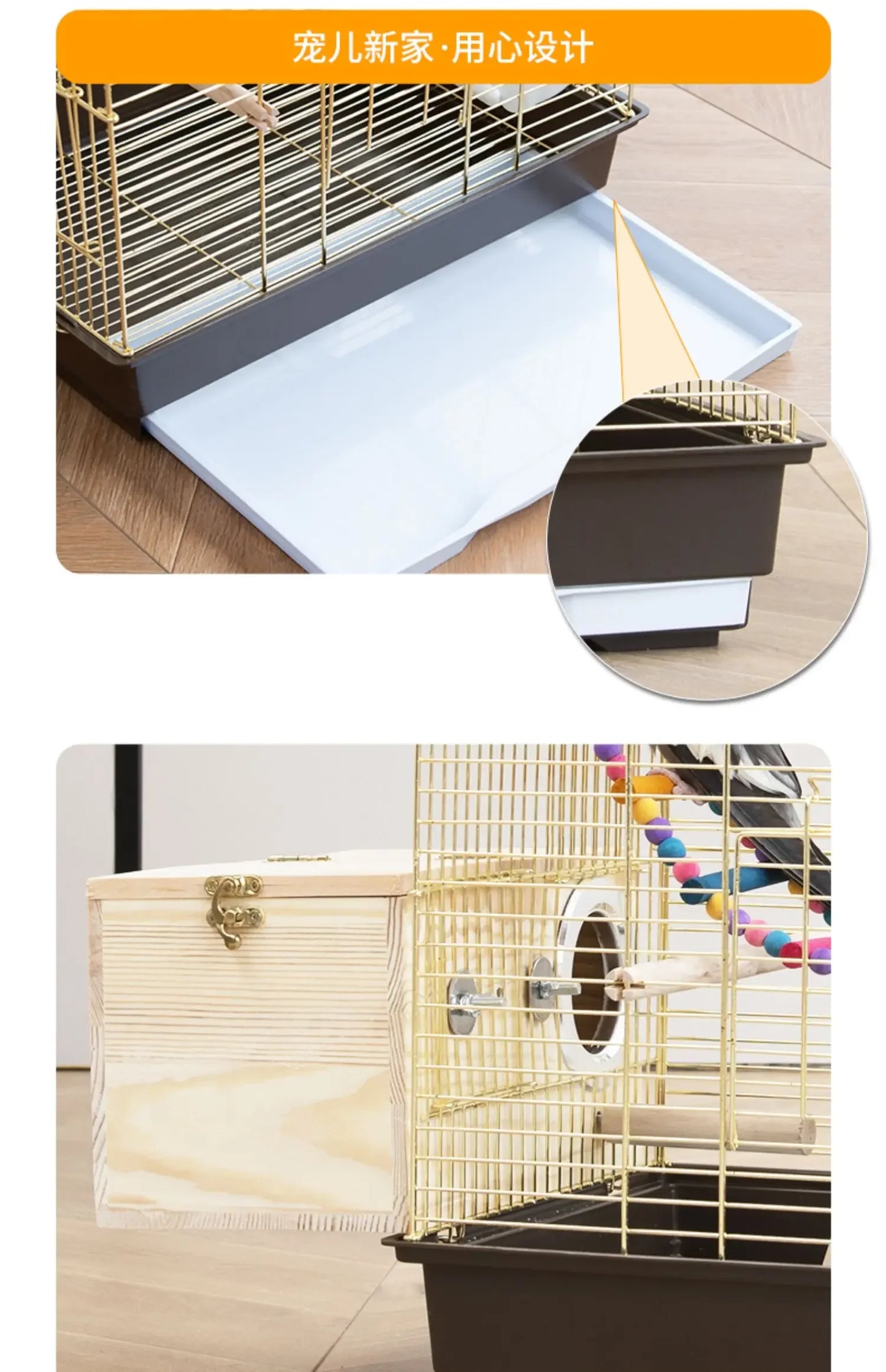 Supersize Tiger Skin Xuanfeng Bird Cage Gold Electroplated Parrot House Luxury Breeding Cage Convenient Outdoor Bird's Nest