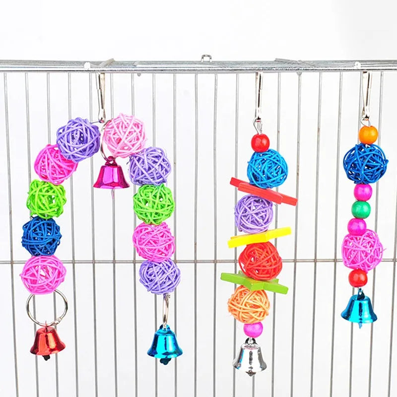 Parrot Chew Toy Cotton Rope Birds Toy Bite Bridge Bird Tearing Toys Cockatiels Training Hang Swings Birds Cage Supplies