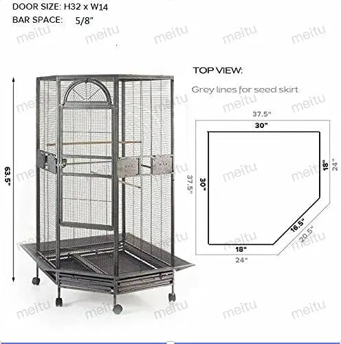 Parrot Escape Jumbo Corner Bird Cage Aviary