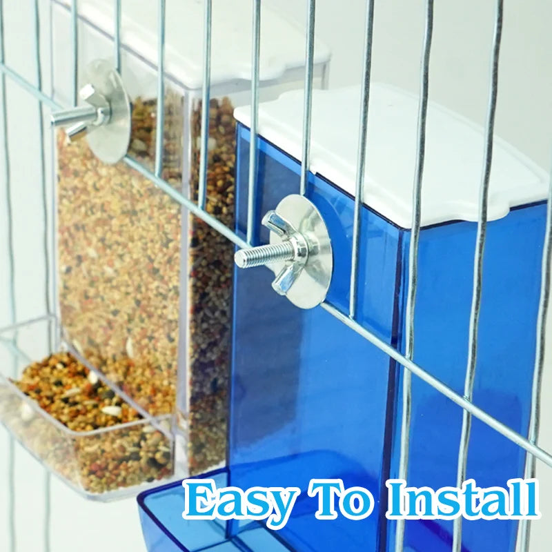 Parrots Birds Feeding Box Food Dispenser Antisplash Dustproof Bird Parakeet Feeder Cage Screw Food Dispenser Pet Supplies