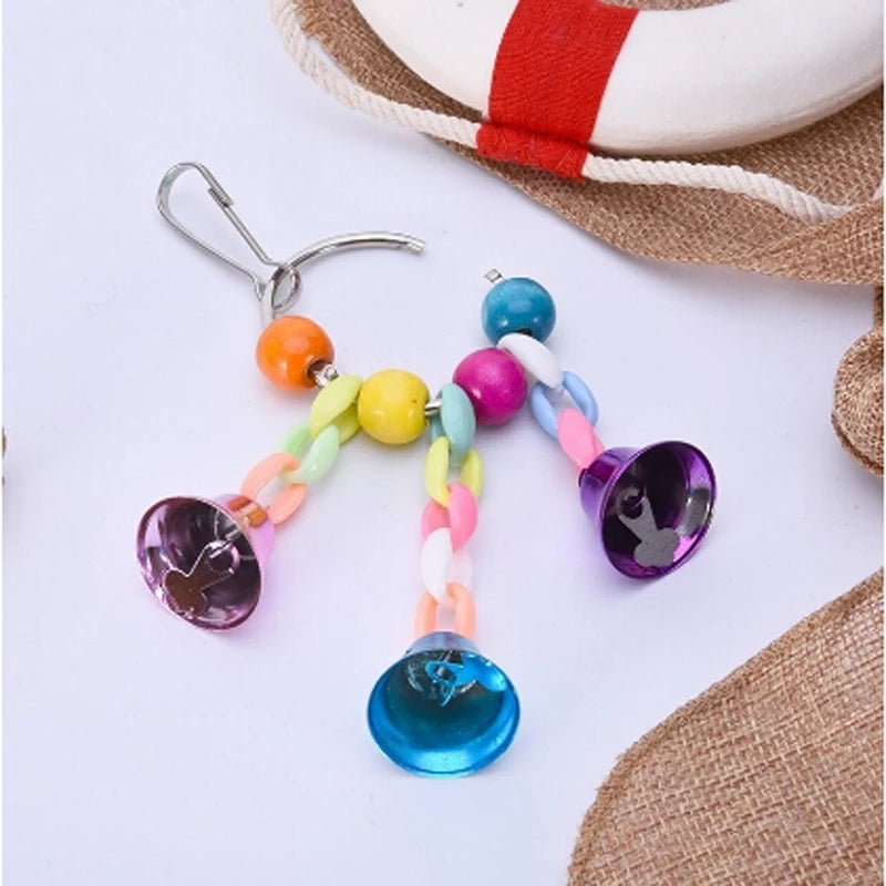 Parrot Toys Bird Hanging Toy With Colorful Beads Belly Chain Pet Bird Parrot Chew Bite Bird Cage Accessories Bird Hanging Toy