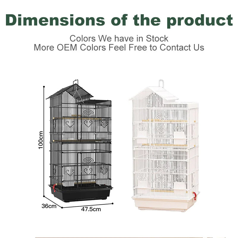 100cm Multi-functional  Bird Cage Finches Canaries Cockatiels Applicable,Lightweight and Easy To Install Bird Flight Cage